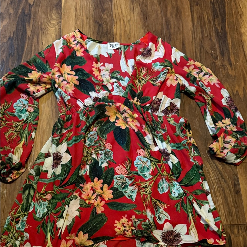 Show Me Your MuMu Red Floral Dress